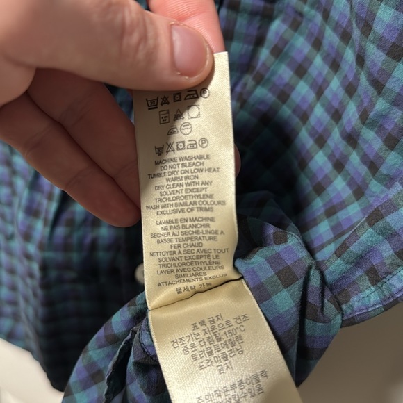 Burberry green blue and black checkered LS button down size small - Picture 4 of 5